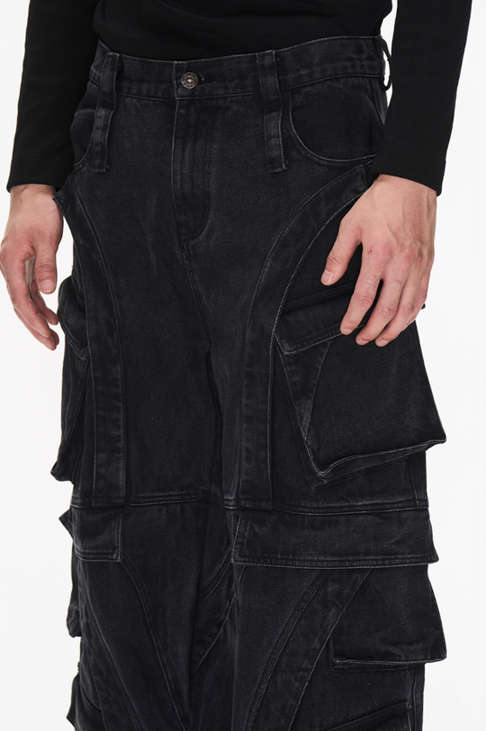 BLIND NO PLAN Deconstructed Workwear Pocket Denim Jeans