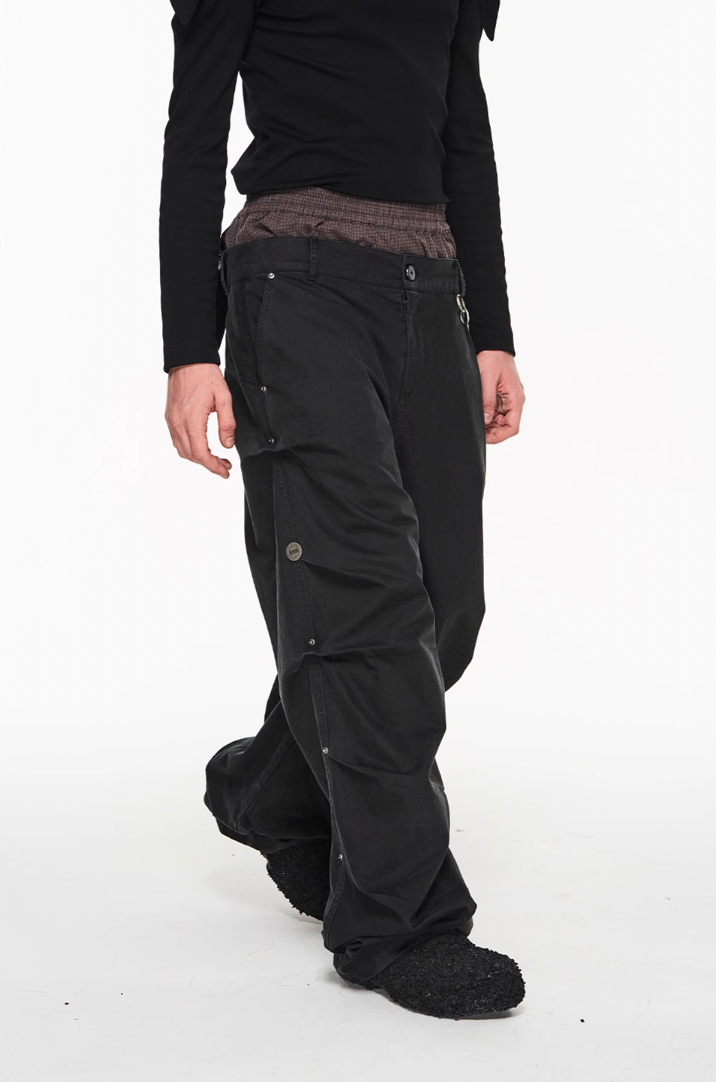 BLIND NO PLAN False Two Piece Pleated Pants