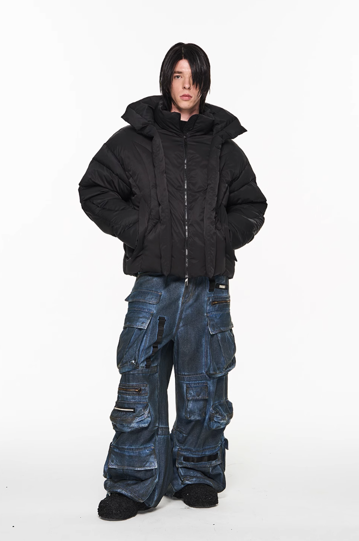 BLIND NO PLAN Multi Pocket Heavy Duty Washed Work Denim Jeans