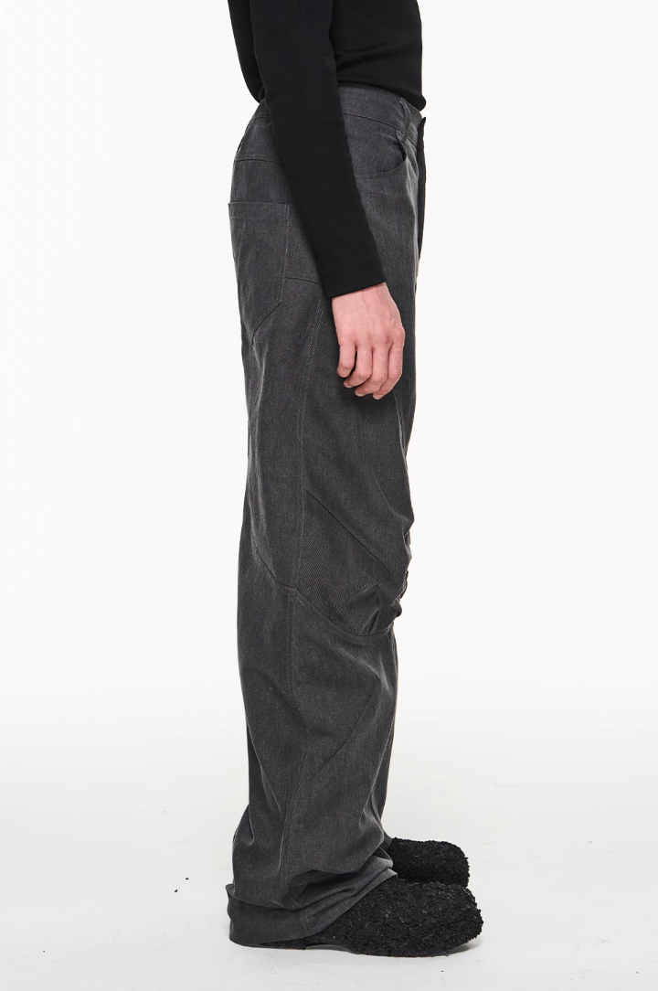 BLIND NO PLAN Shaped Pinch Pleat 3D Straight Leg Work Pants
