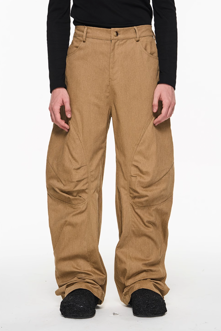 BLIND NO PLAN Shaped Pinch Pleat 3D Straight Leg Work Pants