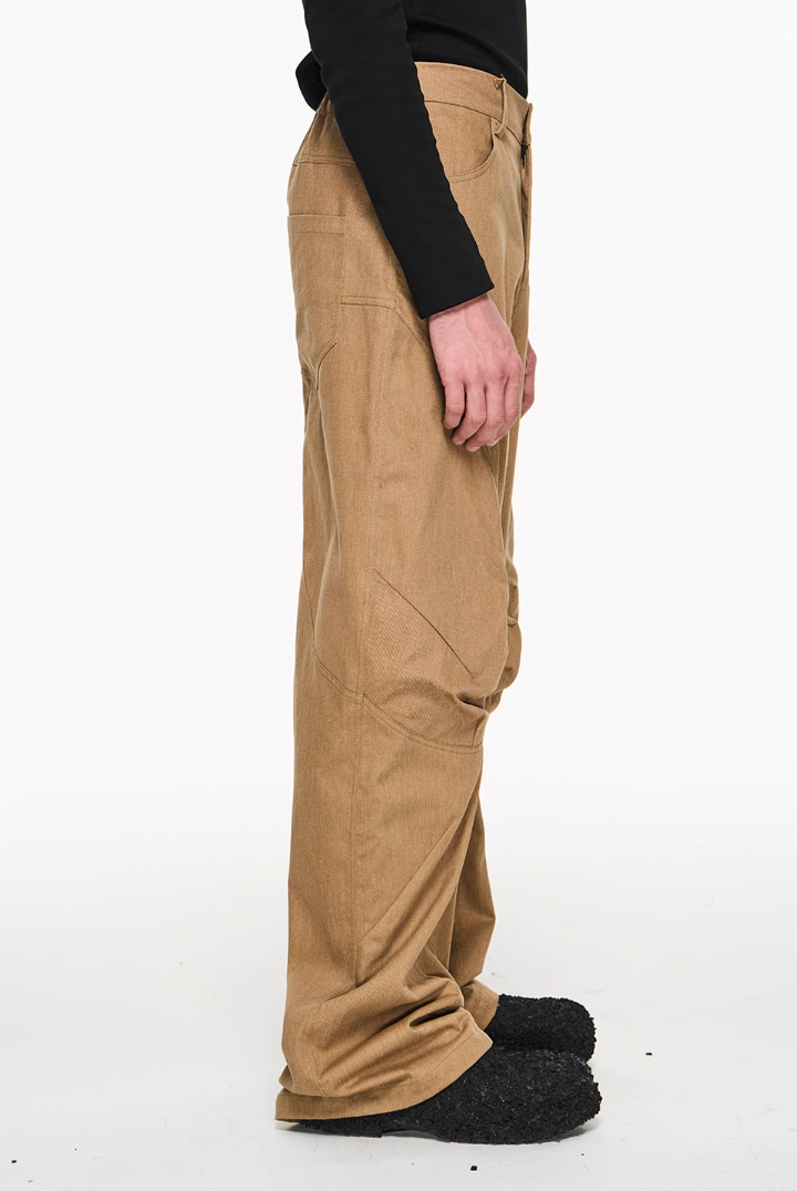 BLIND NO PLAN Shaped Pinch Pleat 3D Straight Leg Work Pants