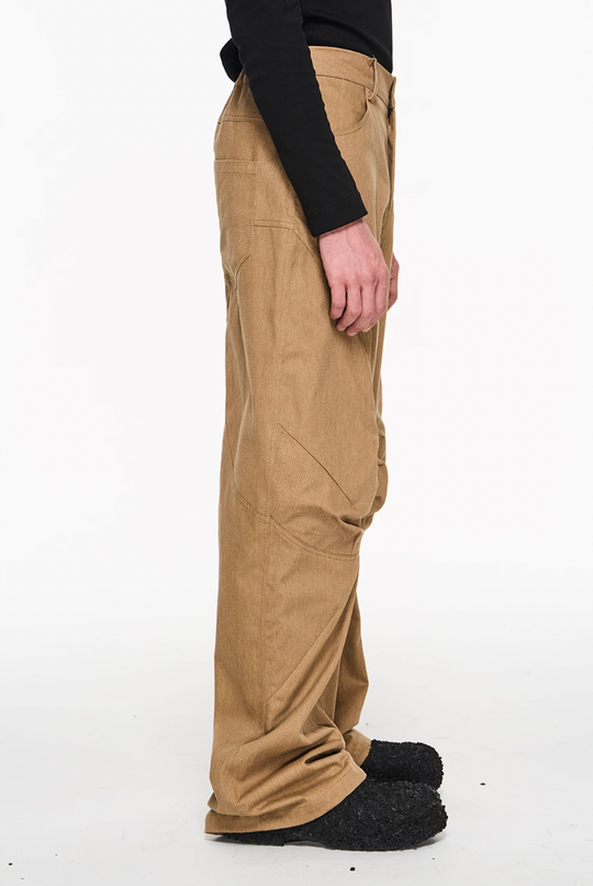 BLIND NO PLAN Shaped Pinch Pleat 3D Straight Leg Work Pants