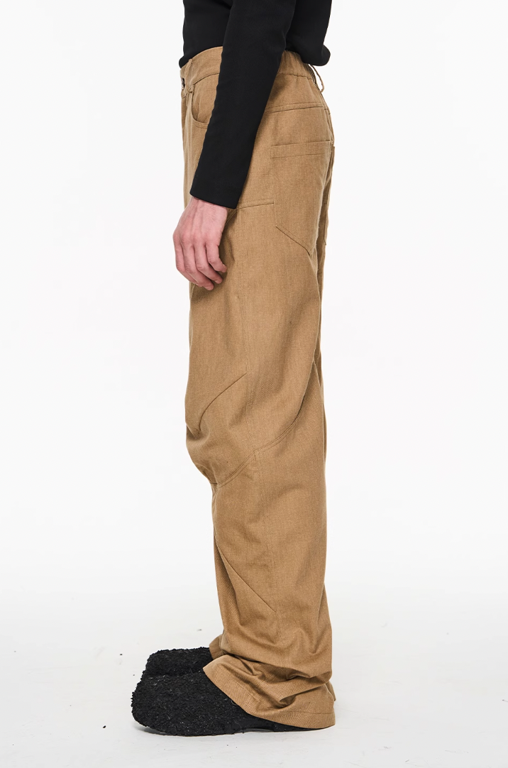 BLIND NO PLAN Shaped Pinch Pleat 3D Straight Leg Work Pants