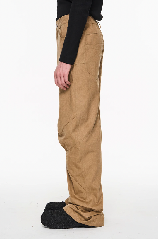 BLIND NO PLAN Shaped Pinch Pleat 3D Straight Leg Work Pants