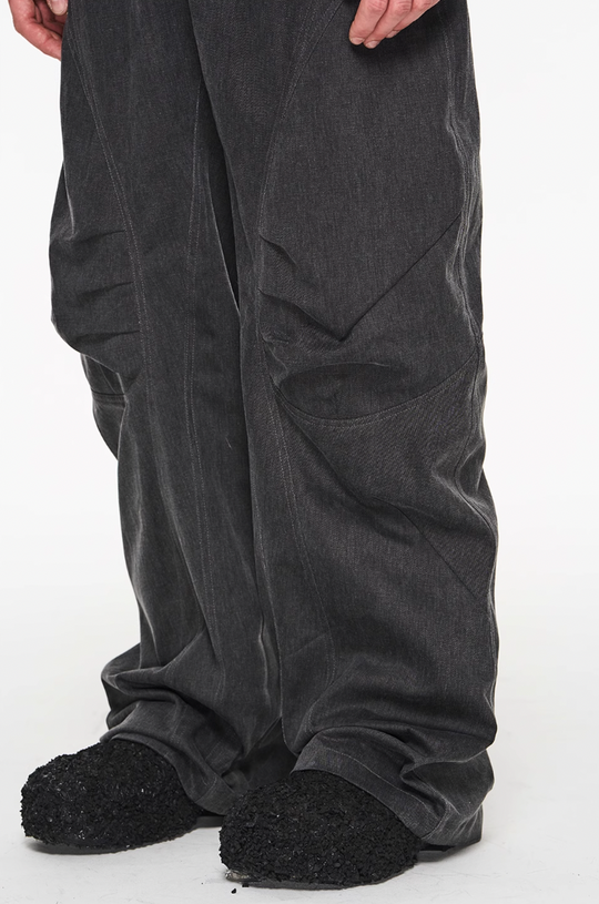 BLIND NO PLAN Shaped Pinch Pleat 3D Straight Leg Work Pants