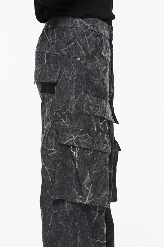 BLIND NO PLAN Psychedelic Washed Pockets Heavy Metal Pieces Workwear Pants