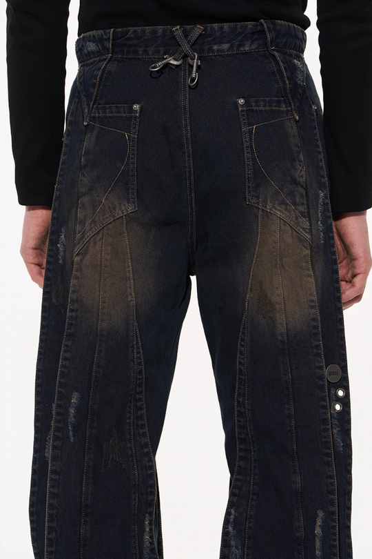 BLIND NO PLAN 3D Cropped Component Ripped Denim Jeans