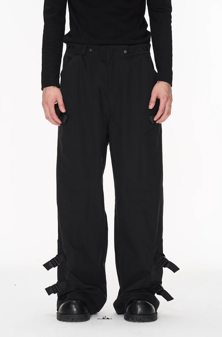 BLIND NO PLAN Patchwork Functional Button Pants