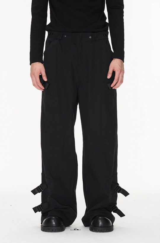 BLIND NO PLAN Patchwork Functional Button Pants