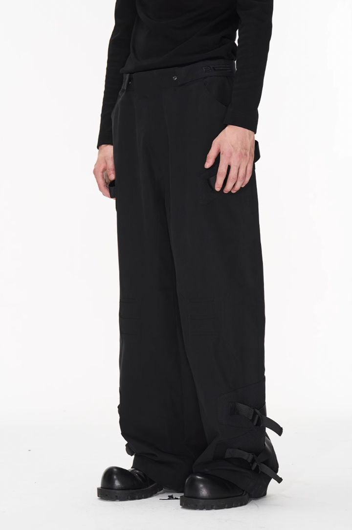 BLIND NO PLAN Patchwork Functional Button Pants