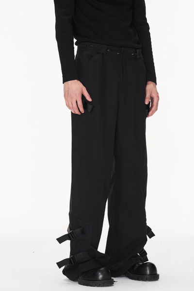 BLIND NO PLAN Patchwork Functional Button Pants