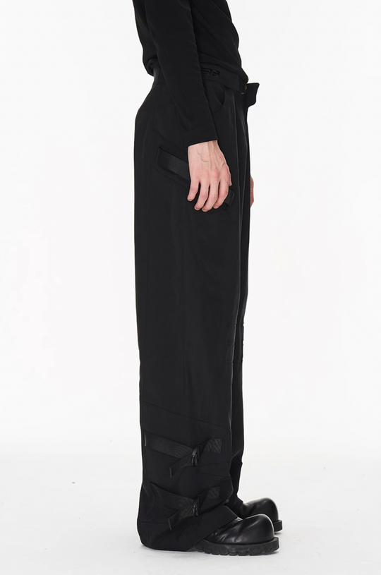 BLIND NO PLAN Patchwork Functional Button Pants