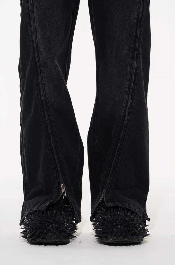 BLIND NO PLAN Multi Close Zipper Washed Denim Jeans