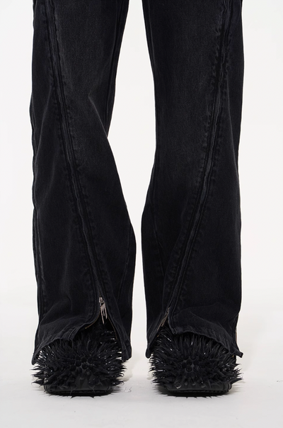 BLIND NO PLAN Multi Close Zipper Washed Denim Jeans