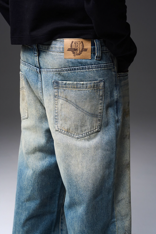 BLIND NO PLAN Old Mud Dye Straight Leg Denim Jeans