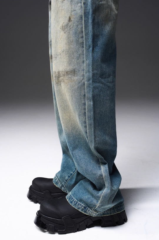 BLIND NO PLAN Old Mud Dye Straight Leg Denim Jeans
