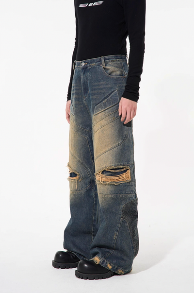 BLIND NO PLAN Old Functional Destroyed Denim Jeans