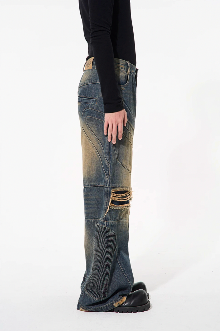 BLIND NO PLAN Old Functional Destroyed Denim Jeans