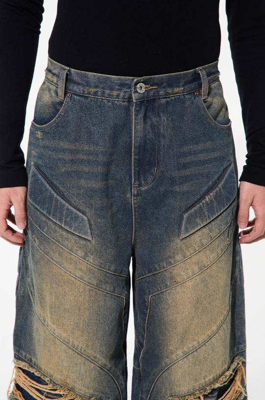 BLIND NO PLAN Old Functional Destroyed Denim Jeans