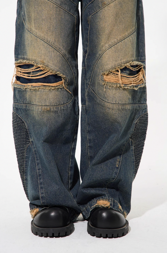 BLIND NO PLAN Old Functional Destroyed Denim Jeans