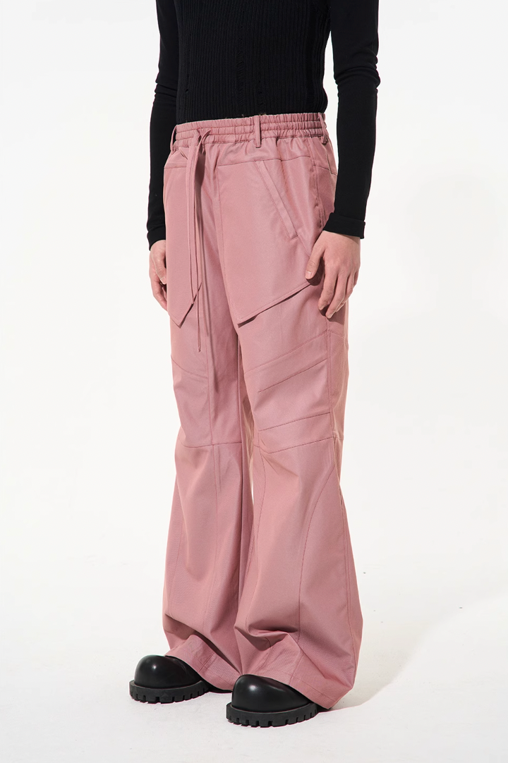 BLIND NO PLAN 3D Cut Adjustable Waistband Twill Work Pants