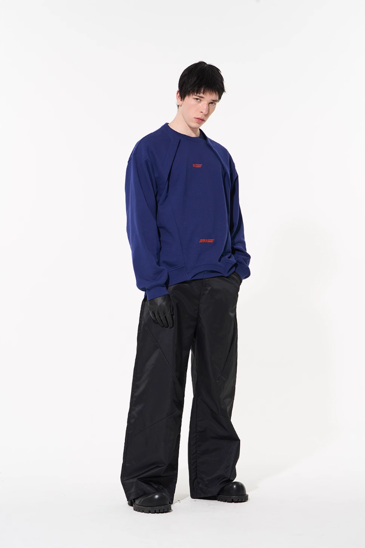 BLIND NO PLAN Silhouette Straight Leg Nylon Pants