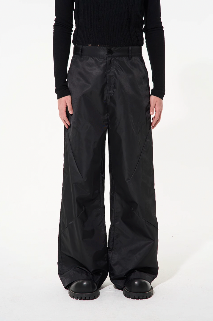 BLIND NO PLAN Silhouette Straight Leg Nylon Pants