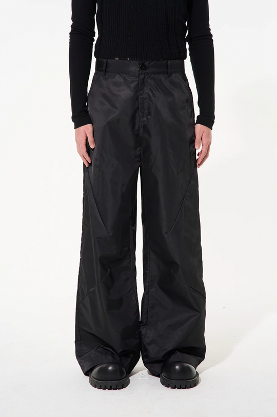 BLIND NO PLAN Silhouette Straight Leg Nylon Pants