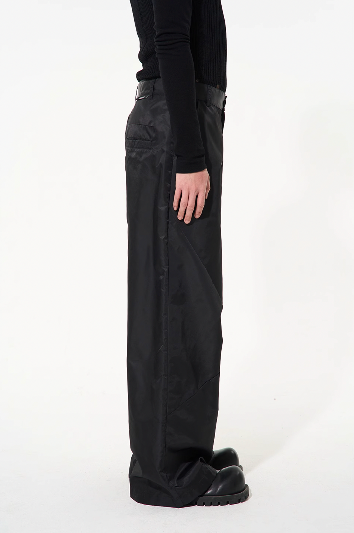 BLIND NO PLAN Silhouette Straight Leg Nylon Pants