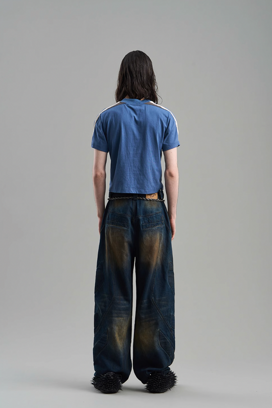 BLIND NO PLAN Mud Stained & Rusted Denim Jeans