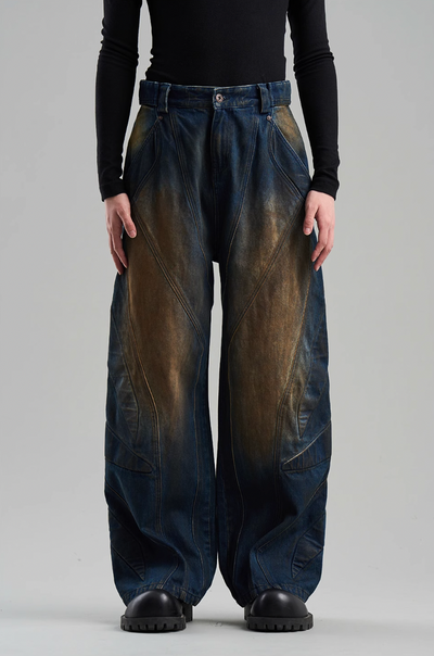 BLIND NO PLAN Mud Stained & Rusted Denim Jeans