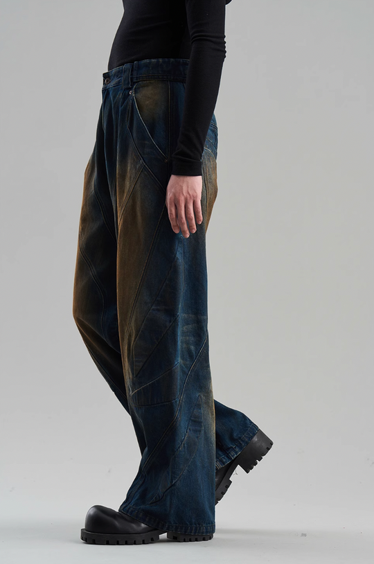 BLIND NO PLAN Mud Stained & Rusted Denim Jeans