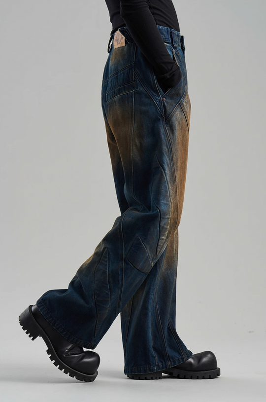 BLIND NO PLAN Mud Stained & Rusted Denim Jeans