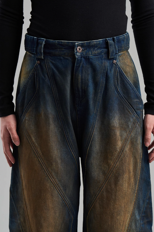 BLIND NO PLAN Mud Stained & Rusted Denim Jeans