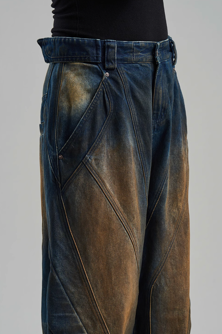 BLIND NO PLAN Mud Stained & Rusted Denim Jeans