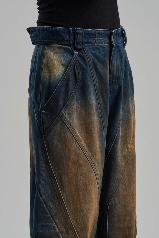 BLIND NO PLAN Mud Stained & Rusted Denim Jeans