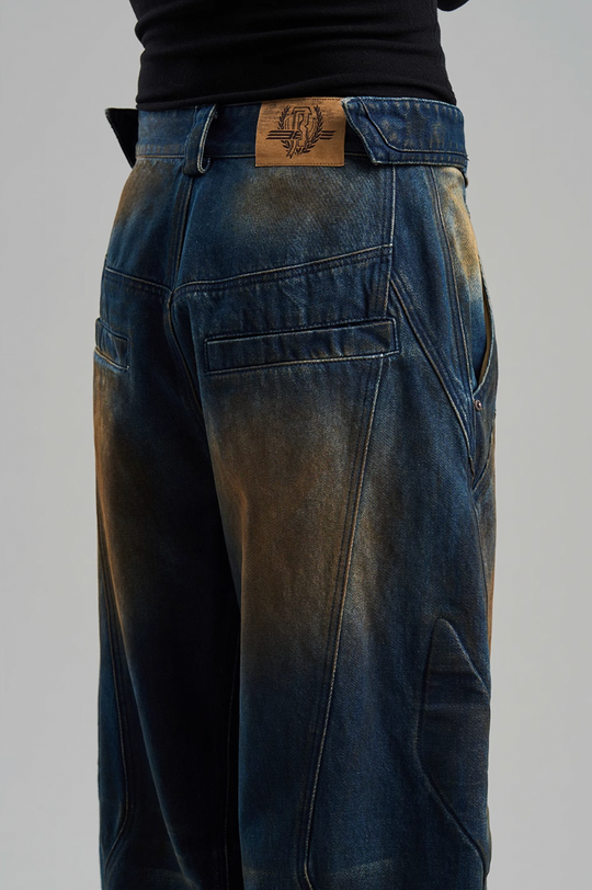 BLIND NO PLAN Mud Stained & Rusted Denim Jeans