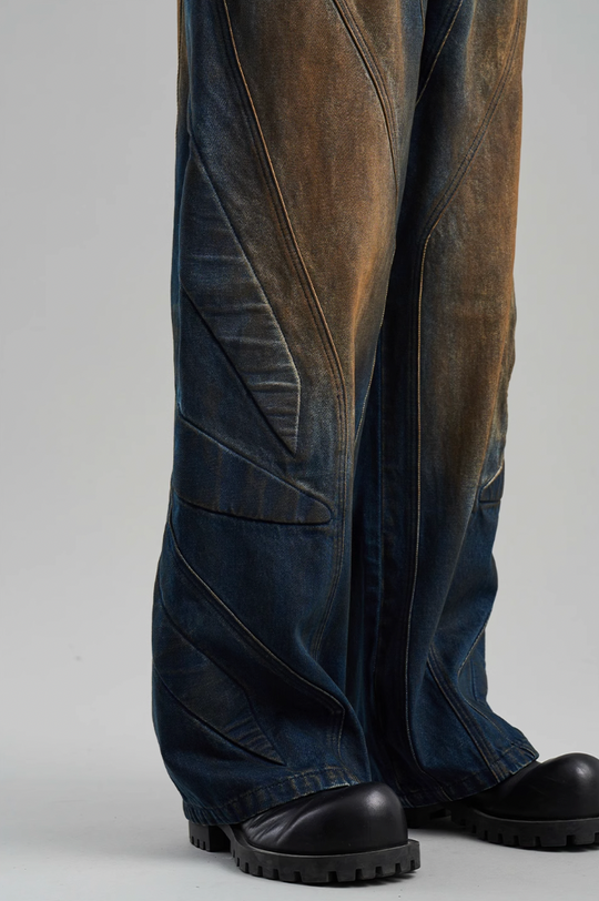 BLIND NO PLAN Mud Stained & Rusted Denim Jeans