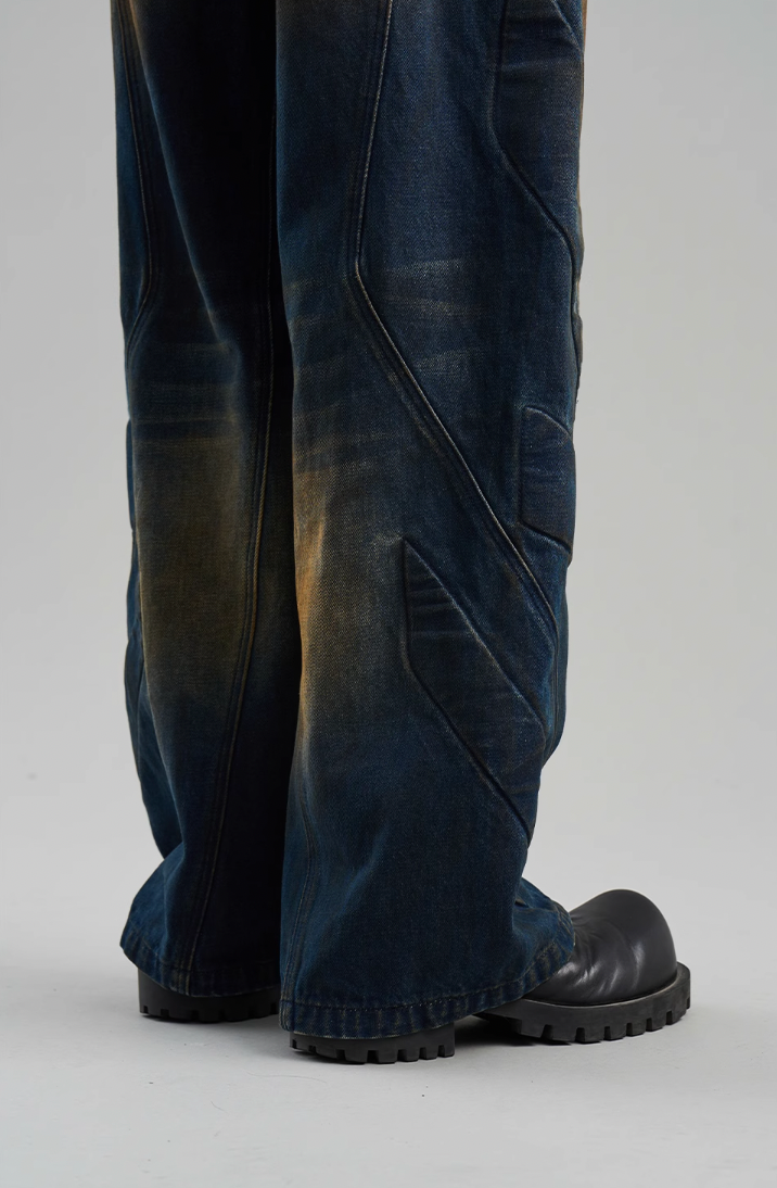 BLIND NO PLAN Mud Stained & Rusted Denim Jeans