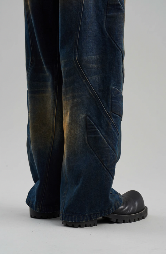 BLIND NO PLAN Mud Stained & Rusted Denim Jeans