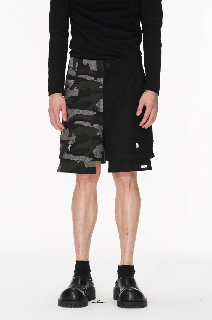 BLIND NO PLAN Camouflage Patchwork Removable Change Work Pants