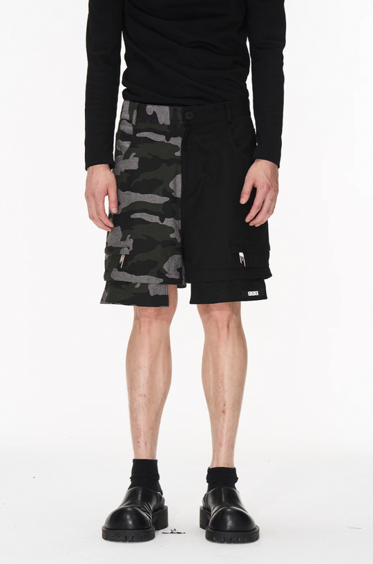 BLIND NO PLAN Camouflage Patchwork Removable Change Work Pants