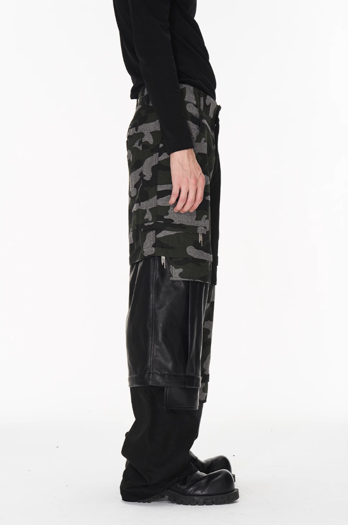 BLIND NO PLAN Camouflage Patchwork Removable Change Work Pants