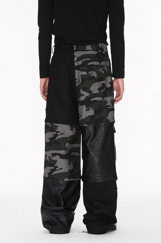 BLIND NO PLAN Camouflage Patchwork Removable Change Work Pants