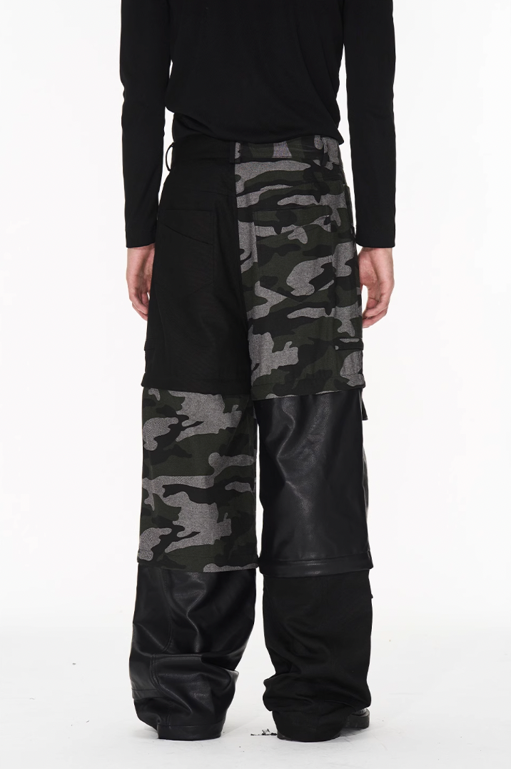 BLIND NO PLAN Camouflage Patchwork Removable Change Work Pants