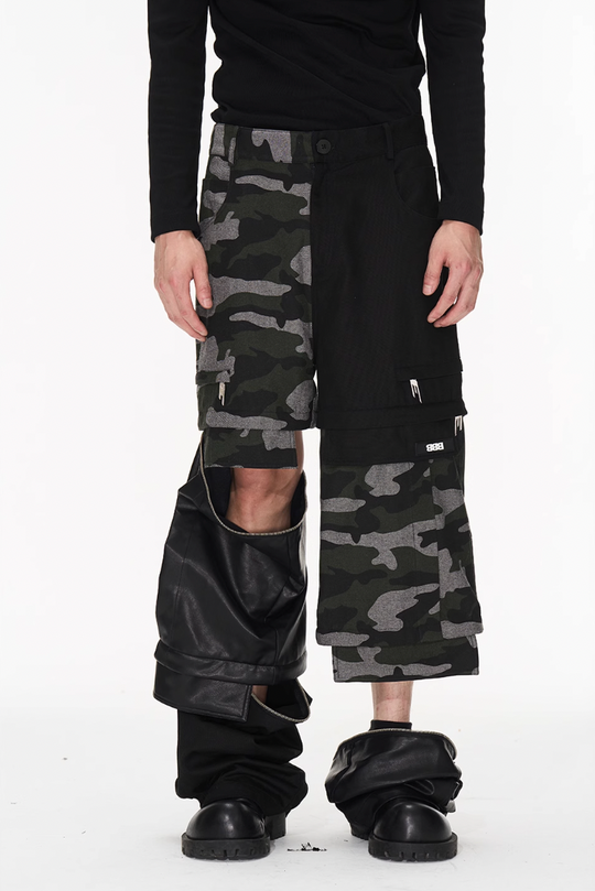 BLIND NO PLAN Camouflage Patchwork Removable Change Work Pants