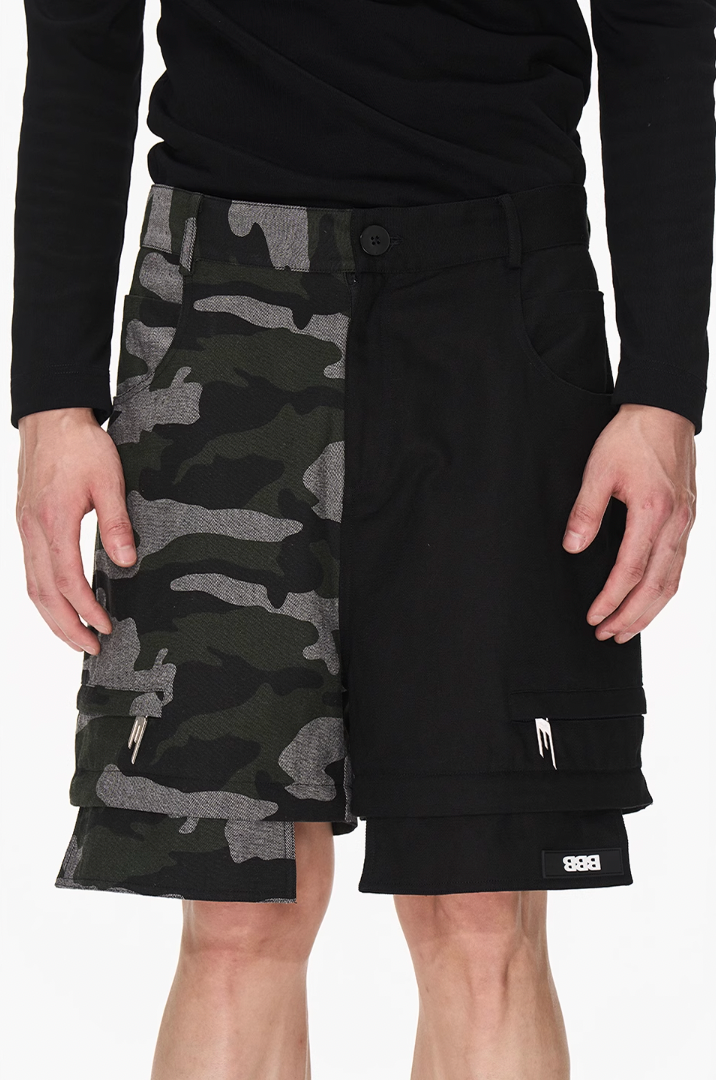 BLIND NO PLAN Camouflage Patchwork Removable Change Work Pants