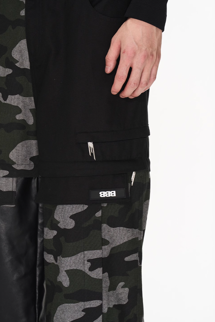 BLIND NO PLAN Camouflage Patchwork Removable Change Work Pants