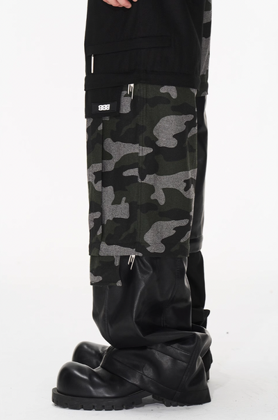 BLIND NO PLAN Camouflage Patchwork Removable Change Work Pants